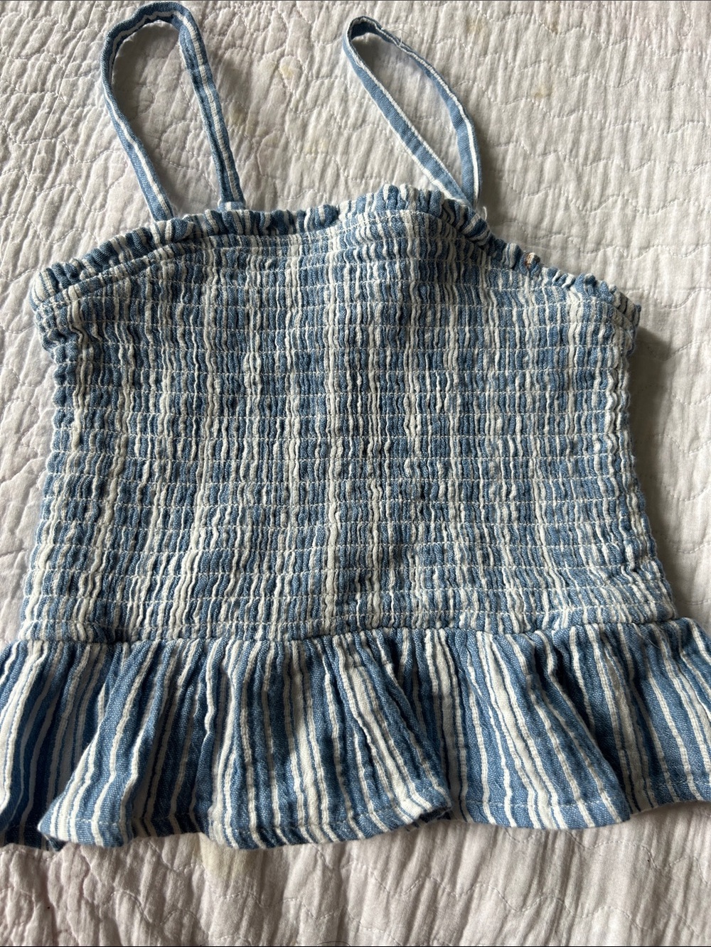 Cat & Jack Blue and White Striped Smocked Tank